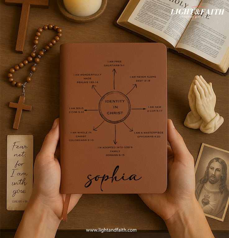 Personalized Christian Journal – Unique Custom Name Devotional Diary with Scripture Passages, Religious Gift, First Communion Gifts, Pastor Gifts, Birthday. NBLAF05